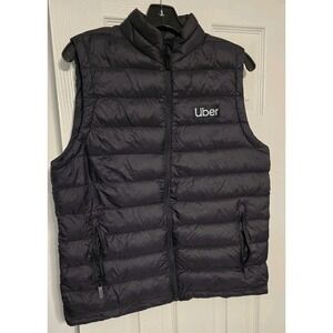 Uber Limited Edition Down Puffer Vest Jacket Black Mens Small Full Zip Employee